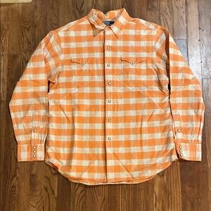 Polo by Ralph Lauren Orange Plaid Men's Western Shirt- Snap Buttons
